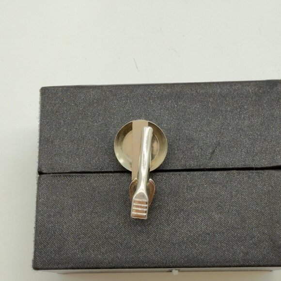 Vtg Silver Tone Horse Head Intaglio Tie Bar Clasp Clip Reverse Painted Glass - Picture 8 of 9